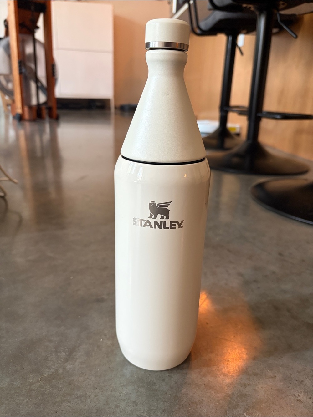 Stanley Cream Insulated Water Bottle with Stainless Logo